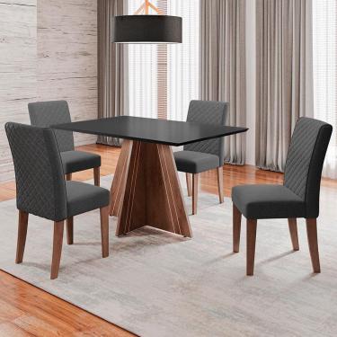 Imagem de Mesa De Jantar Dublin Com 4 Cadeiras Dobuê Cedro/preto/grafite