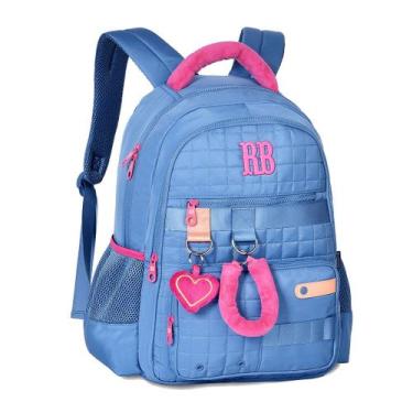 Imagem de Mochila De Costas Rebecca Bonbon Escolar Chaveiro Pelúcia Cor:Azul, Az