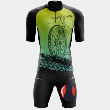Imagem de Conjunto de Ciclismo Masculino Camisa e Bermuda Forro Espuma Masculina