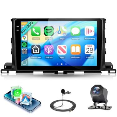 Imagem de Rádio estéreo automotivo 4 núcleos 4G + 128 G para Toyota Highlander 2014-2019, sem fio, Android Auto, 5G WiFi + GPS, rádio com tela sensível ao toque de 10 polegadas para Highlander, câmera de backup