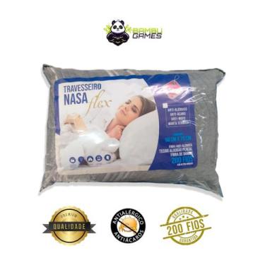 Imagem de Travesseiro Cinza Tradicional Alto Macio Fibra de bambu - eco