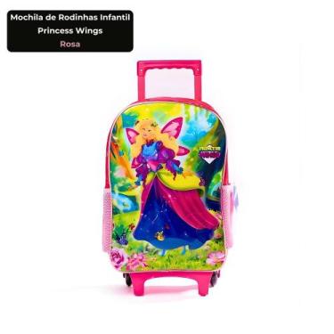 Imagem de Mochila de Rodinhas Infantil Princess Wings Rosa Escolar com Alça Retr