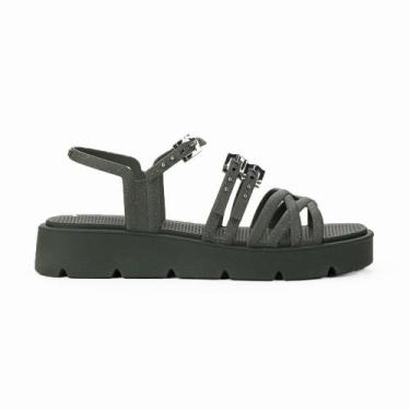 Imagem de Sandália Flatform Feminina Zaxy Sparkle Com Brilho Glitter, Verde mili