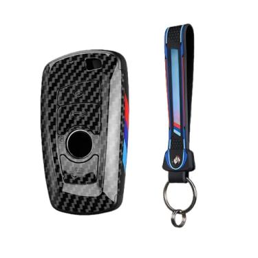 Imagem de Capa de fibra de carbono para chave de carro, compatível com bmw f30 f20 f10 f18 f22 f01 x3 x4 f06 f02 m3 m5 chaveiro acessórios de estilo automático(Style12)