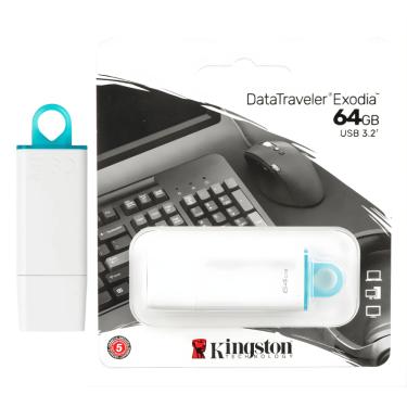 Imagem de Pen Drive Kingston DataTraveler Exodia USB 3.2 64GB Branco
