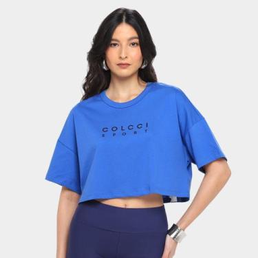Imagem de Camiseta Colcci Cropped Feminina, Azul, G