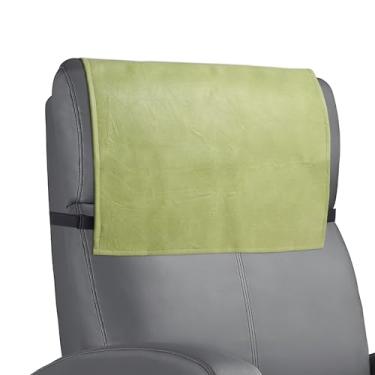 Imagem de QIELIZI Protetor de encosto de cabeça reclinável, impermeável, antiderrapante, capa de encosto de cabeça reclinável de couro para sofá, móveis, sala de estar, cadeira de escritório (1 verde louco)