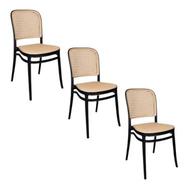 Imagem de Oficial Webshop - Kit 3 Cadeiras de Jantar Roma para Sala e Cozinha - Preto
