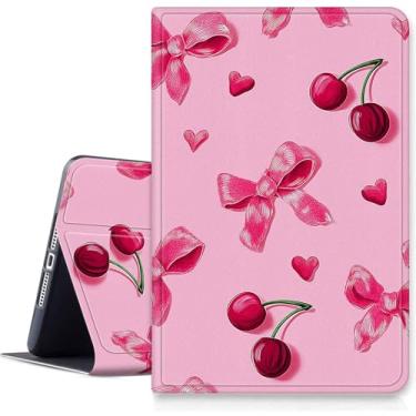 Imagem de SDDFRHGH Capa para iPad (A16) 11ª geração 11 polegadas 2025/iPad 10ª geração 10,9 polegadas 2022, capa híbrida fina multi-ângulos com suporte automático despertar/hibernar - arcos rosa cerejas