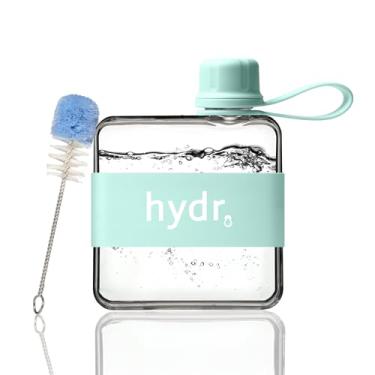 Imagem de hydr Garrafa de água plana v2 para bolsa de mão e escova de limpeza flexível | Garrafa de água de viagem fina sem BPA Tritan de 320 ml, pequena garrafa de água para bolsa de mão