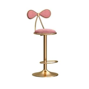 Imagem de Banqueta de bar giratória multiuso para casa, ilha doméstica, cadeira de jantar, simples, moderna, banquetas altas modernas (rosa)