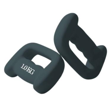 Imagem de Dumbells Boxing De 1kg Peso Mao Revestido Musculacao Academia Fisoterapia Pilates Treino Fitness Exercicio Fisico Preto