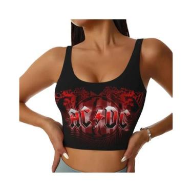 Imagem de Top De Fitness Retro Rock AC/DC Para Mulheres, Regata Sexy De Música H