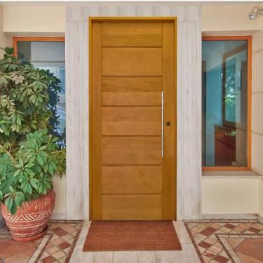 Imagem de Kit Porta de Madeira BBB 210x72cm Batente 14cm Fechadura Rolete Rodam 