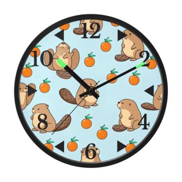 Imagem de STAYTOP Lindo relógio de parede de LED hamster para quarto com brilho noturno, relógios de parede silenciosos de 30 cm para decoração de sala de estar, controle de som, relógio de parede moderno que