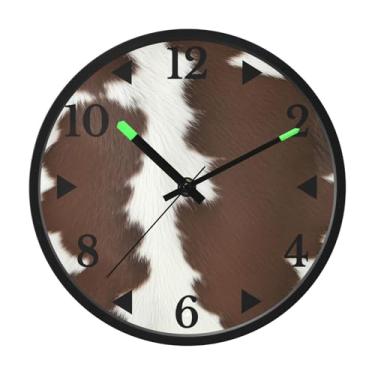 Imagem de STAYTOP Relógio de parede LED com textura de vaca para quarto com brilho noturno, relógios de parede silenciosos de 30 cm para decoração de sala de estar, controle de som, relógio de parede moderno