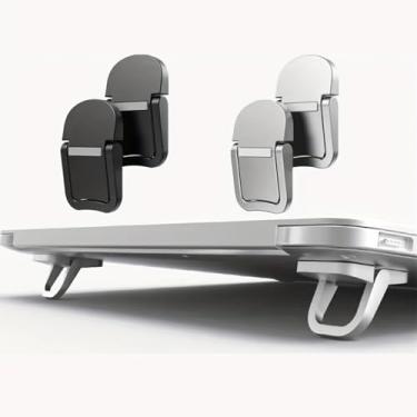 Imagem de Suporte compacto para laptop: invisível, dobrável, suporte ergonômico de mesa para laptops, tablets, teclados e telefones de 10 a 18 polegadas - Material ABS (prateado)