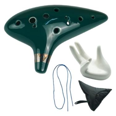 Imagem de KiBcsLic Ocarina de cerâmica com 12 furos, som premium, alto desempenho, presente, instrumento profissional para meninas, crianças e meninos, Verde