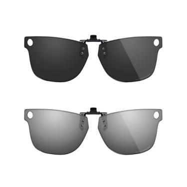 Imagem de Fiskr Óculos de sol polarizados clip-on flip up antirreflexo proteção UV para Ray-Ban Meta Wayfarer RW4008 e Gen 2 RW4012 (tamanho 53-22) - Ajuste compacto - Preto clássico e prata metálica