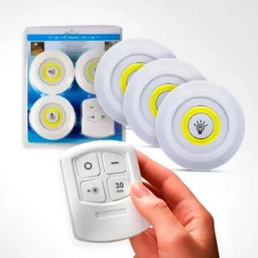 Imagem de Kit 3 Luminária Lâmpada Led Spot Luminária Luz Sem Fio Controle Branco