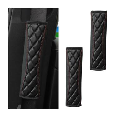 Imagem de Mandark 2 peças capas de cinto de segurança de carro, protetor de cinto de segurança de veículo de couro macio para ombro e pescoço, confortável almofada de cinto seguro para automóvel, universal para