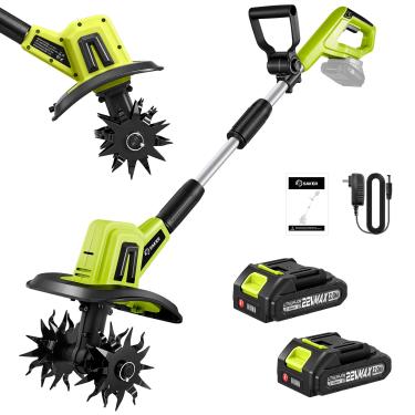 Imagem de Saker Cultivador Elétrico Sem Fio De 22 V, Motocultivador Leve Para Jardinagem, Largura De Cultivo De 23 Cm, Profundidade De 16 Cm Para Preparação Do Solo, Capina E Jardinagem. Duas Baterias Com Ca