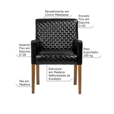 Imagem de Mesa de Jogos Carteado Victoria Tampo Reversível Imbuia Kit 4 Cadeiras Liverpool PU Preto Matelassê