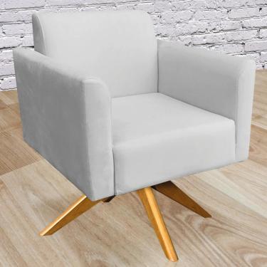 Imagem de Kit 02 Poltronas Decorativas Isabella Base Giratória Madeira Suede Cinza - Gran Belo