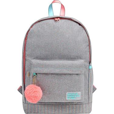 Imagem de MOCHILA ACADEMIE DOTS CINZA FRASE TILIBRA
