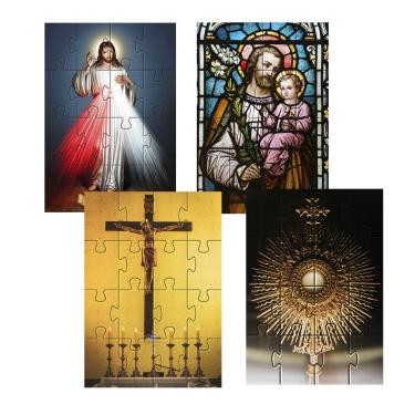 Imagem de Kit 4 Quebra-cabeças Cognitivos para idosos Com tema religião 16 peças