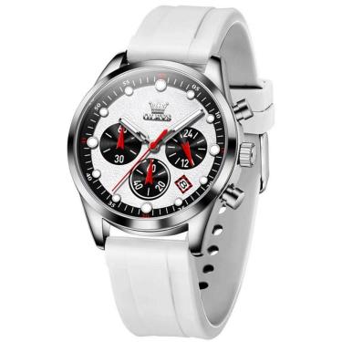 Imagem de Relógio De Quartzo Masculino Pulseira De Silicone Multifuncional Impermeável Branco