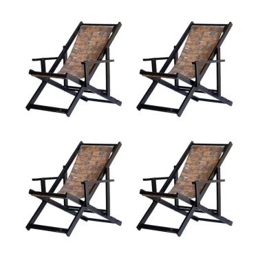 Imagem de Kit 4 Espreguiçadeiras Dobrável Black Cb-tijolo