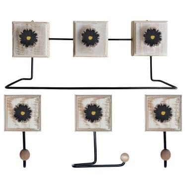 Imagem de Kit Banheiro Com 2 Toalheiros + Porta Papel Higiênico + Toalheiro Rustico Artesanal Cor Preto