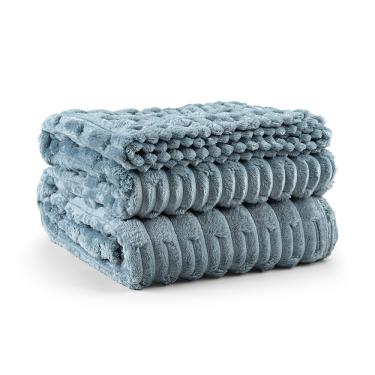 Imagem de Cobertor Coberta Polar Queen 2,40x2,20 Manta Ultrasoft Alto Relevo Extra Macia Turmalina Azul