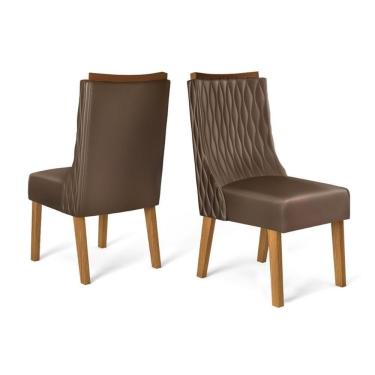 Imagem de Cadeira Sala de Jantar Jade Cedro/Veludo Moca - DJ Móveis