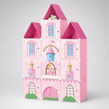 Imagem de Armário Infantil Modular Rosa com 13 Módulos Organizadores - Genérica