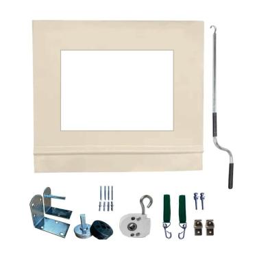 Imagem de Toldo Cortina Bege C/ Visor - 2,20m X 2,80m - Kit Completo