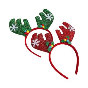 Imagem de Tiara De Natal Com Desenho De Boneco De Neve E Chifres De Rena, Presen