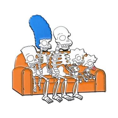 Imagem de Broche De Esmalte Caveira Punk, Pins De Metal Divertidos De Desenho An