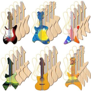 Imagem de Recortes de guitarra de madeira Syhood para crianças 31 x 16,5 cm 24 u