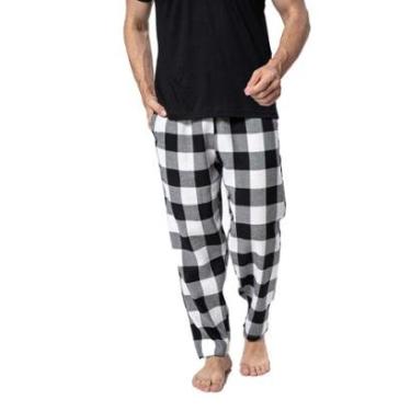 Imagem de Calça De Dormir Inverno Pijama De Flanela Xadrez Masculino Plus Size-Masculino