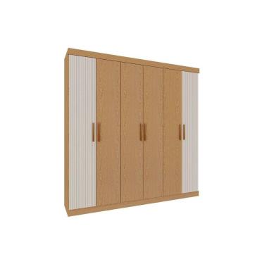 Imagem de Guarda Roupa Casal 6 Portas (2 Frisadas) E 2 Gavetas Palermo Cinamomo-white Laca - Genialflex