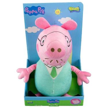 Imagem de Peppa Pig, Pelúcia Papai Pig Grande de 33cm Sunny - Sunny Brinquedos