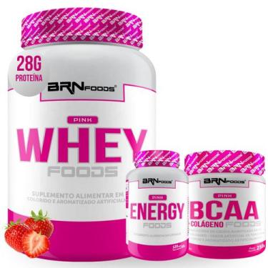 Imagem de KIT Pink Whey Foods 2kg + Pink Energy 120caps + Pink BCAA C/ Colágeno 