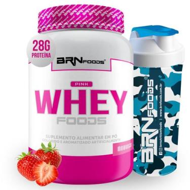 Imagem de KIT Pink Whey Foods 2kg + Coqueteleira - BRN Foods, Morango