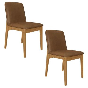 Imagem de Kit 2 Cadeiras Windsor Estofadas Em Corino Cinamomo/cor Caramelo - M.a