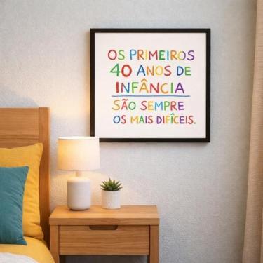 Imagem de Quadro Decorativo Infância Adulta 33X33Cm Mold Preta Vidro - Quadros O