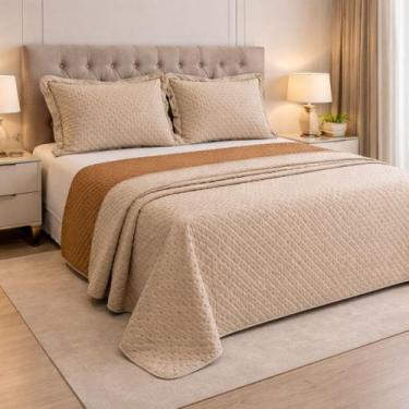 Imagem de Jogo Queen Size 300 Fios Colcha Leslie Algodao Bordado Luxo - Jm Enxov