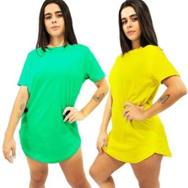 Imagem de Kit com 2 Camiseta Longline Feminina Camisa Oversized Blusa Longa Básica TropiCaos-Feminino