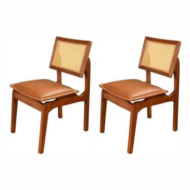 Imagem de Kit 2 Cadeiras de Jantar Madeira 100% Maciça Tauari e Rattan Natural c